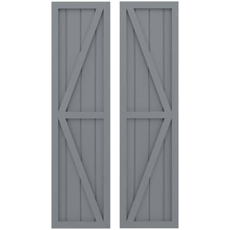 Americraft 4-Board Wood 2 Equal Panel Frmd Board-n-Batten Shutters W/ Dubl Z-Bar, ARW102BF414X50CHH